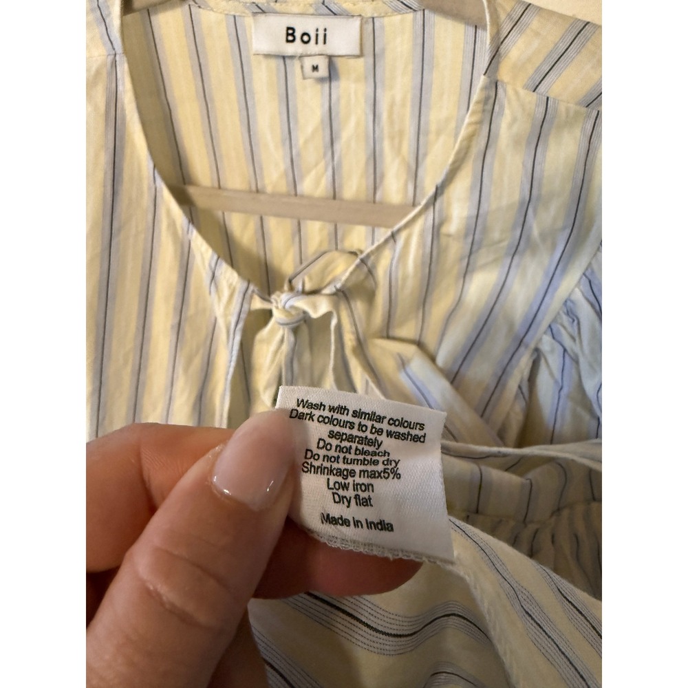 Boii peplum romantic ties open front‎ scandi girl preppy cotton striped MD euc - Picture 7 of 8